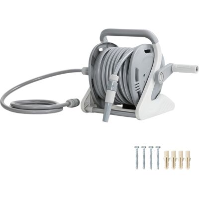 OEM Dévidoir Mural Pour Tuyau D'Arrosage 20+2 Mètres X Ø 15 Mm, Distributeur De Tuyau Portable, Buse À Double Jet, Gris - Publicité OEM Dévidoir Mural Pour Tuyau D'Arrosage 20+2 Mètres X Ø 15 Mm, Distributeur De Tuyau Portable, Buse À Double Jet, Gris - Publicité