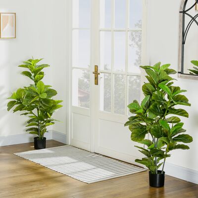 SANMINE HABITAT Lot De 2 Plantes Artificielles Figuiers Artificiels À Feuilles Arbre Artificiel Avec Pot Inclus Hauteur 110 Cm Vert - Publicité SANMINE HABITAT Lot De 2 Plantes Artificielles Figuiers Artificiels À Feuilles Arbre Artificiel Avec Pot Inclus Hauteur 110 Cm Vert - Publicité