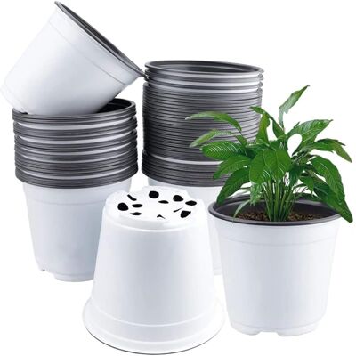 SANS MARQUE 50 Pièces 15cm Pots De Fleurs En Plastique, Blanche Poids Léger Pots De Départ De Graines Pots De Semis De Pépinière Récipient Pour Plantes À Fleurs (15 X 13cm) - Publicité SANS MARQUE 50 Pièces 15cm Pots De Fleurs En Plastique, Blanche Poids Léger Pots De Départ De Graines Pots De Semis De Pépinière Récipient Pour Plantes À Fleurs (15 X 13cm) - Publicité