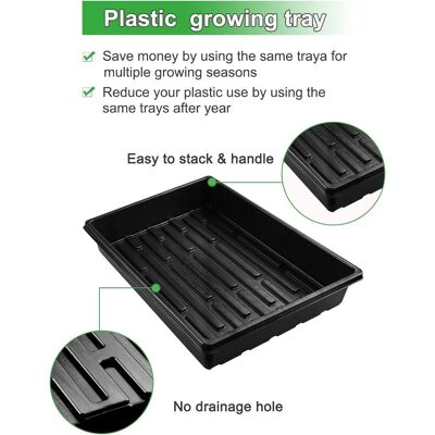 GRASSLIN 6 Plateaux De Semis, 2 Bouteilles D'Arrosage 250ml, Sans Trous Drainage, Pour Germination Plantes, Jardinage Intérieur - Publicité GRASSLIN 6 Plateaux De Semis, 2 Bouteilles D'Arrosage 250ml, Sans Trous Drainage, Pour Germination Plantes, Jardinage Intérieur - Publicité