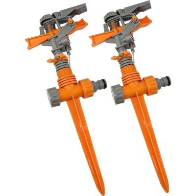 MOXIE Lot De 2 Arroseurs/asperseurs 1/2'' À Impulsion/à Batteur Rotatif/circulaire/cracheur/par Cliquet Sur Piquet En Plastique - Système D'Arrosage Automatique - Irrigation/pelouse - Publicité MOXIE Lot De 2 Arroseurs/asperseurs 1/2'' À Impulsion/à Batteur Rotatif/circulaire/cracheur/par Cliquet Sur Piquet En Plastique - Système D'Arrosage Automatique - Irrigation/pelouse - Publicité