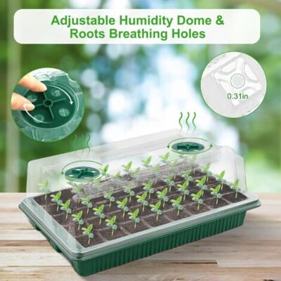 ABYSSE Lot De 2 Plateaux De Démarrage Avec Lumière De Croissance, Kit De Démarrage De Graines De 80 Cellules Avec Dôme D'Humidité Et Kit De Démarrage De Semis De Germination De Plantes De Base Avec Minuterie - Publicité ABYSSE Lot De 2 Plateaux De Démarrage Avec Lumière De Croissance, Kit De Démarrage De Graines De 80 Cellules Avec Dôme D'Humidité Et Kit De Démarrage De Semis De Germination De Plantes De Base Avec Minuterie - Publicité