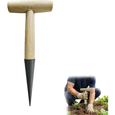 GRASSLIN 1 - Plantoir À Main - Acier Inoxydable - Manche En Bois Forme T - Pour Bulbes Et Graines - Jardinage Ergonomique - Naturel - 25x5cm - Publicité GRASSLIN 1 - Plantoir À Main - Acier Inoxydable - Manche En Bois Forme T - Pour Bulbes Et Graines - Jardinage Ergonomique - Naturel - 25x5cm - Publicité