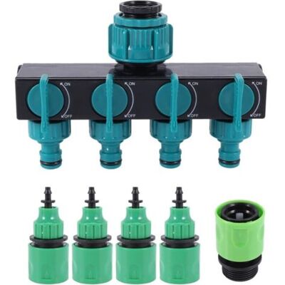 ABYSSE Kit D'Irrigation Goutte À Goutte De Jardin - Robinet 4 Voies - Répartiteur De Tuyau 4/7 Ou 8/11 - Kit D'Installation - Publicité ABYSSE Kit D'Irrigation Goutte À Goutte De Jardin - Robinet 4 Voies - Répartiteur De Tuyau 4/7 Ou 8/11 - Kit D'Installation - Publicité