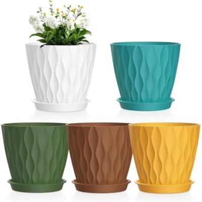 URSUS Jardinière De 15 Cm, Lot De 5, En Plastique Avec Trous De Drainage Et Plateau Pour Petites Plantes Succulentes, Multicolore. Publicité URSUS Jardinière De 15 Cm, Lot De 5, En Plastique Avec Trous De Drainage Et Plateau Pour Petites Plantes Succulentes, Multicolore. Publicité