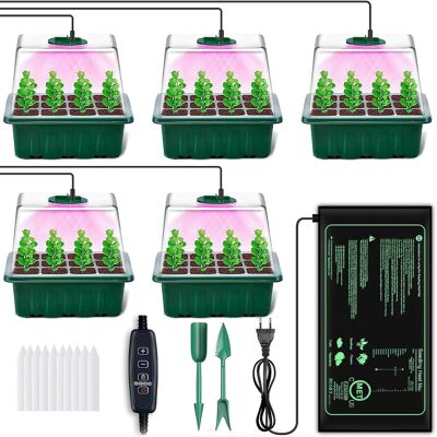 GRASSLIN 5 Mini Serre Pour Plantes, Tapis Chauffant, Lumière Led, Minuterie, Bac À Semis, Intérieur - Publicité GRASSLIN 5 Mini Serre Pour Plantes, Tapis Chauffant, Lumière Led, Minuterie, Bac À Semis, Intérieur - Publicité