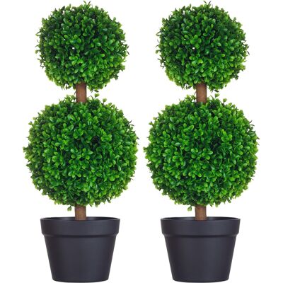 Generic Lot De 2 Arbres Buis Artificiel Double Boules Avec Tronc Et Pot Inclus - Hauteur 60 Cm Vert - Publicité Generic Lot De 2 Arbres Buis Artificiel Double Boules Avec Tronc Et Pot Inclus - Hauteur 60 Cm Vert - Publicité
