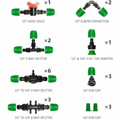 SANS MARQUE Raccords Tuyau Arrosage Goutte À Goutte, 21 Pièces Multi-type Raccords Tuyau D'Irrigation De 1/2(13-16mm), Raccords Pour Tuyaux D'Arrosage Irrigation Pour Jardin Agriculture Arrosage Système - Publicité SANS MARQUE Raccords Tuyau Arrosage Goutte À Goutte, 21 Pièces Multi-type Raccords Tuyau D'Irrigation De 1/2(13-16mm), Raccords Pour Tuyaux D'Arrosage Irrigation Pour Jardin Agriculture Arrosage Système - Publicité