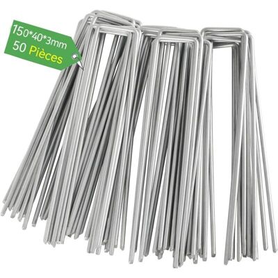OEM Lot De 50pcs De Fixation En Acier Galvanis Pour Bche Anti-mauvaises Herbes - 150x40x3mm, Pour Le Jardin, Le Paillis Et Le Gazon Artificiel (50 Pices) - Publicité OEM Lot De 50pcs De Fixation En Acier Galvanis Pour Bche Anti-mauvaises Herbes - 150x40x3mm, Pour Le Jardin, Le Paillis Et Le Gazon Artificiel (50 Pices) - Publicité