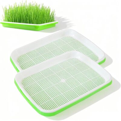 GRASSLIN 2 Pièces Germoir, 22x14cm Plateau Hydroponique, Bac Semis Pp, Pour Graines Herbe Blé - Publicité GRASSLIN 2 Pièces Germoir, 22x14cm Plateau Hydroponique, Bac Semis Pp, Pour Graines Herbe Blé - Publicité