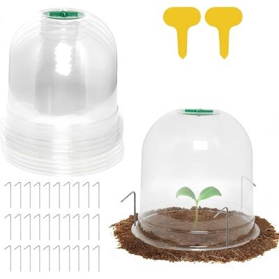 SANS MARQUE 10 Pièces Cloche Pour Plantes De Jardin, 26cm X 20cm Couverture De Cloche De Dôme De Plante Mini Serre En Plastique - Avec 2 Étiquettes De Plantes, 30 Piquets De Fixation - Publicité SANS MARQUE 10 Pièces Cloche Pour Plantes De Jardin, 26cm X 20cm Couverture De Cloche De Dôme De Plante Mini Serre En Plastique - Avec 2 Étiquettes De Plantes, 30 Piquets De Fixation - Publicité