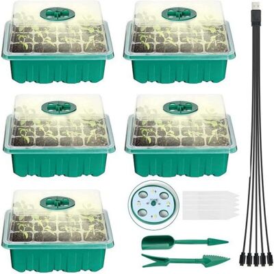 OEM Plateau De Semis 5 Pièces Propagateur De Plantes Avec Lumière Plateau De Départ Rembourré Pour Semis Avec Fenêtre Ajustable Pour Serres Et Jardins (vert) - Publicité OEM Plateau De Semis 5 Pièces Propagateur De Plantes Avec Lumière Plateau De Départ Rembourré Pour Semis Avec Fenêtre Ajustable Pour Serres Et Jardins (vert) - Publicité
