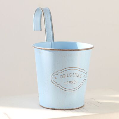 PELTOR 1 Pcs Pot De Fleur Suspendu En Fer Bleu Style Vintage Pots De Plantes Pour Balcon Jardin Clôture - Publicité PELTOR 1 Pcs Pot De Fleur Suspendu En Fer Bleu Style Vintage Pots De Plantes Pour Balcon Jardin Clôture - Publicité