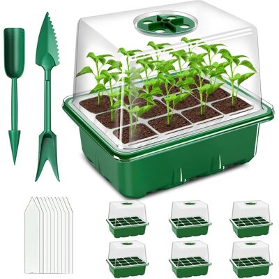 GRASSLIN 6 Pièces Plateau Semis, 72 Cellules Bac À Semis, Couvercle Transparent Propagateur, Pour Germination Graines Intérieur - Publicité GRASSLIN 6 Pièces Plateau Semis, 72 Cellules Bac À Semis, Couvercle Transparent Propagateur, Pour Germination Graines Intérieur - Publicité