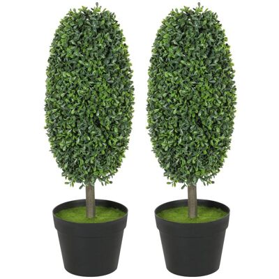 OEM Lot De 2 Plantes Artificielles, Arbres Artificiels Résistants Aux Uv En Pots, Plastique, Ciment, Vert - Publicité OEM Lot De 2 Plantes Artificielles, Arbres Artificiels Résistants Aux Uv En Pots, Plastique, Ciment, Vert - Publicité