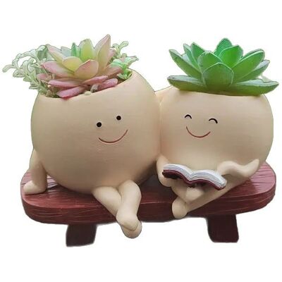 Generic Lot De 2 Pots De Fleurs Amusants Avec Smiley, Trous De Drainage, Pour La Culture De Plantes Succulentes - Publicité Generic Lot De 2 Pots De Fleurs Amusants Avec Smiley, Trous De Drainage, Pour La Culture De Plantes Succulentes - Publicité