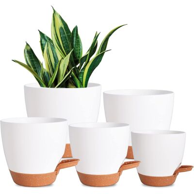Generic Lot De 5 Pots De Fleurs À Arrosage Automatique Pour Les Paresseux, 17,8/16,5/15,2/14/ 12,7 Cm, Blanc, Pour Toutes Les Plantes D'Intérieur - Publicité Generic Lot De 5 Pots De Fleurs À Arrosage Automatique Pour Les Paresseux, 17,8/16,5/15,2/14/ 12,7 Cm, Blanc, Pour Toutes Les Plantes D'Intérieur - Publicité