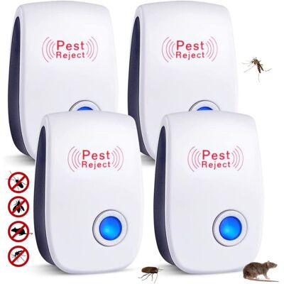 STAKMANN Aiperq 4 Pack Répulsif Ultrasonique Antiparasitaire Insectifuge Intérieur Electronic Ultrasonic Pest Repeller Pour Rongeurs Insectes Répulsif Ultrason Souris, Rats, Moustiques, Cafards, Araignées - Publicité STAKMANN Aiperq 4 Pack Répulsif Ultrasonique Antiparasitaire Insectifuge Intérieur Electronic Ultrasonic Pest Repeller Pour Rongeurs Insectes Répulsif Ultrason Souris, Rats, Moustiques, Cafards, Araignées - Publicité