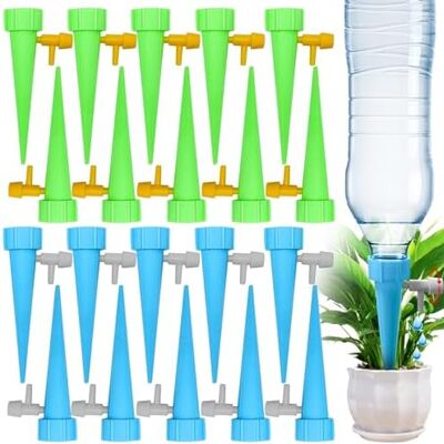 RYTTGOP Paquet De 20 Arrosage Goutte À Goutte, Automatique Interieur, A Plante Bouteille Avec Vannes Régulation Pour Jardin Maison (20) - - Publicité RYTTGOP Paquet De 20 Arrosage Goutte À Goutte, Automatique Interieur, A Plante Bouteille Avec Vannes Régulation Pour Jardin Maison (20) - - Publicité