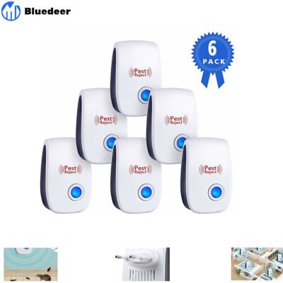 IRISFR Bluedeer – Répulsif Ultrason Pour Souris Et Rats – Pack De 6 Appareils – Protection Jusqu'à 120 M² – Technologie Ultrasonique Efficace - Publicité IRISFR Bluedeer – Répulsif Ultrason Pour Souris Et Rats – Pack De 6 Appareils – Protection Jusqu'à 120 M² – Technologie Ultrasonique Efficace - Publicité
