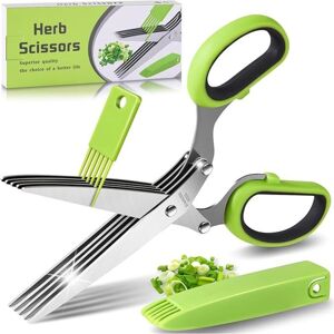 OEM Ciseaux À Herbes, Ciseau De Cuisine À 5 Lames En Acier Inoxydable, Ciseaux À Épices Ciboulette Avec Couvercle De Sécurité Et Peigne De Nettoyage Pour Les Herbes Aromatiques, La Ciboulette, Le Persil - Publicité OEM Ciseaux À Herbes, Ciseau De Cuisine À 5 Lames En Acier Inoxydable, Ciseaux À Épices Ciboulette Avec Couvercle De Sécurité Et Peigne De Nettoyage Pour Les Herbes Aromatiques, La Ciboulette, Le Persil - Publicité