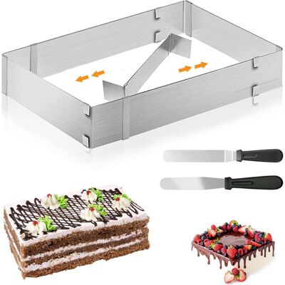 Vision Cadre À Pâtisserie Rectangulaire, Moule À Pâtisserie Rectangulaire, Cadre À Pâtisserie Extensible Avec 2 Spatules Réglables, Moule À Gâteau Carré Pour Petits Et Grands Gâteaux Et Tartes - Publicité Vision Cadre À Pâtisserie Rectangulaire, Moule À Pâtisserie Rectangulaire, Cadre À Pâtisserie Extensible Avec 2 Spatules Réglables, Moule À Gâteau Carré Pour Petits Et Grands Gâteaux Et Tartes - Publicité