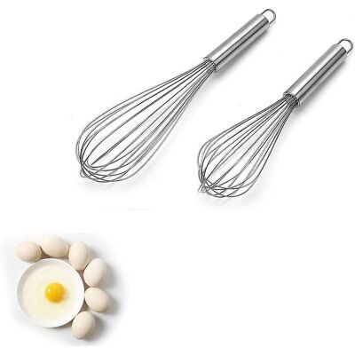 LEDE Lot De 2 Fouets De Cuisine Professionnels En Acier Inoxydable De 25/30 Cm (10/12 Pouces), Avec Fonction Manuelle. Publicité LEDE Lot De 2 Fouets De Cuisine Professionnels En Acier Inoxydable De 25/30 Cm (10/12 Pouces), Avec Fonction Manuelle. Publicité