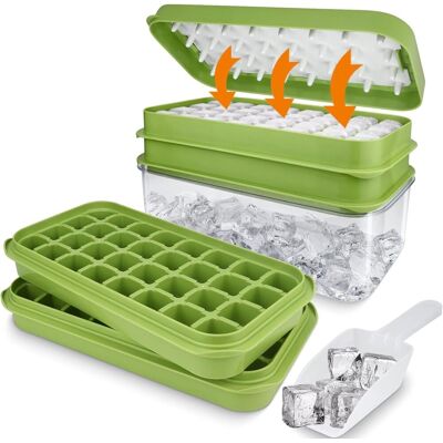 GRASSLIN 2 Moule À Glaçons, Couvercle Presse, Silicone Sans Bpa, Récipient Stockage, Cuisine Bar - Publicité GRASSLIN 2 Moule À Glaçons, Couvercle Presse, Silicone Sans Bpa, Récipient Stockage, Cuisine Bar - Publicité