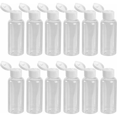 SANS MARQUE Lot De 12 Flacons Vides En Plastique De 50 Ml Avec Couvercle Rabattable Pour Émulsion De Gel Douche - Publicité SANS MARQUE Lot De 12 Flacons Vides En Plastique De 50 Ml Avec Couvercle Rabattable Pour Émulsion De Gel Douche - Publicité