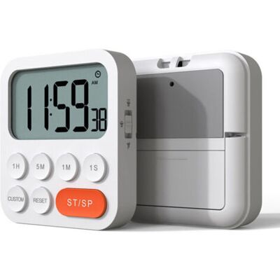 ABYSSE Minuteur De Cuisine, Minuterie Cuisine, Minuteur Digital Chronomètre Et Compte À Rebours Avec Mode Personnalisé, 3 Niveaux De Volume Pour Examen, Réunion, Sans Bruit - 2 Piles Aaa - Blanc - Publicité ABYSSE Minuteur De Cuisine, Minuterie Cuisine, Minuteur Digital Chronomètre Et Compte À Rebours Avec Mode Personnalisé, 3 Niveaux De Volume Pour Examen, Réunion, Sans Bruit - 2 Piles Aaa - Blanc - Publicité