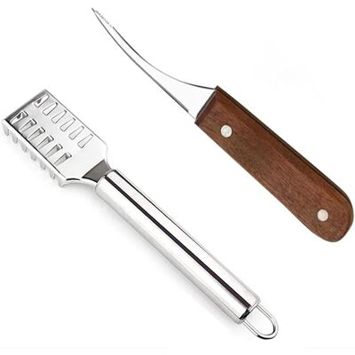 SANS MARQUE 1 Pièce Ecailleur De Poisson Remover & 1 Pièce Outil De Crevette En Acier Inoxydable Avec Poignée En Bois, Écailleur À Poisson À Gratter En Acier Inoxydable, Eplucheur De Crevettes - Publicité SANS MARQUE 1 Pièce Ecailleur De Poisson Remover & 1 Pièce Outil De Crevette En Acier Inoxydable Avec Poignée En Bois, Écailleur À Poisson À Gratter En Acier Inoxydable, Eplucheur De Crevettes - Publicité