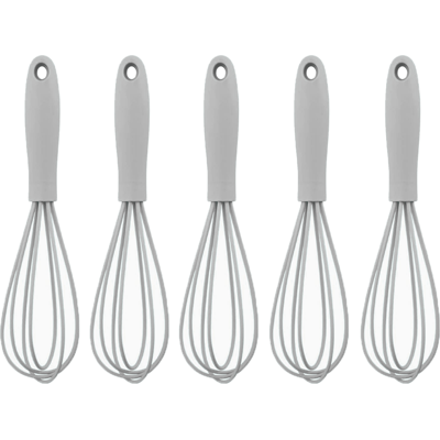 HERUSI Lot De 5 Fouets À Œufs En Acier Inoxydable Et Silicone De 15 Cm (6 Pouces) - Gris - Publicité HERUSI Lot De 5 Fouets À Œufs En Acier Inoxydable Et Silicone De 15 Cm (6 Pouces) - Gris - Publicité