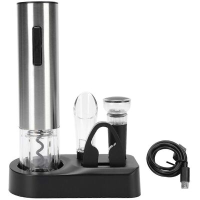 FLAMMKRAFT Ouvre-bouteille Électrique Automatique Rechargeable Avec Coupe-capsule Et Aérateur De Vin. Publicité FLAMMKRAFT Ouvre-bouteille Électrique Automatique Rechargeable Avec Coupe-capsule Et Aérateur De Vin. Publicité