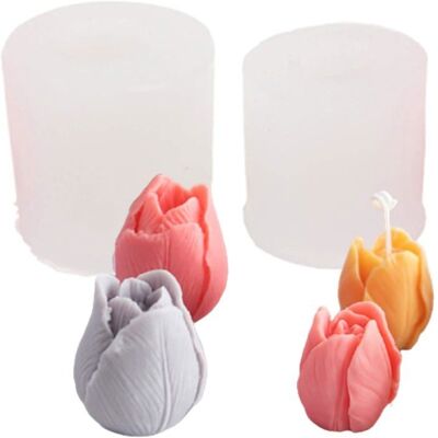 Cellfast Lot De 2 Moules En Silicone En Forme De Tulipe 3d Pour La Fabrication De Bougies,les Loisirs Créatifs En Résine,la Décoration De - Publicité Cellfast Lot De 2 Moules En Silicone En Forme De Tulipe 3d Pour La Fabrication De Bougies,les Loisirs Créatifs En Résine,la Décoration De - Publicité