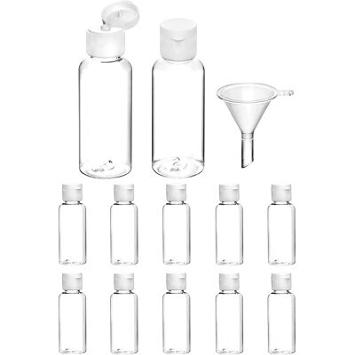 SANS MARQUE ® Lot De 12 Flacons De Voyage De 50 Ml, Mini Bouteille Plastique, Transparents, Avec Petit Entonnoir Pour Shampooing, Gel Douche, Lotion, Démaquillant - Publicité SANS MARQUE ® Lot De 12 Flacons De Voyage De 50 Ml, Mini Bouteille Plastique, Transparents, Avec Petit Entonnoir Pour Shampooing, Gel Douche, Lotion, Démaquillant - Publicité