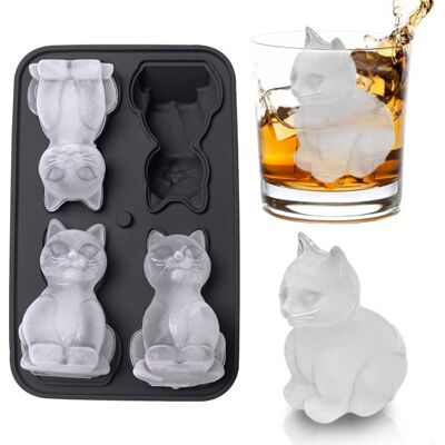 Vision Moule À Glaçons 3d En Forme De Chat, Bac À Glaçons Avec Entonnoir Pour Cocktails, Bourbon, Brandy, Silicone, Noir - Publicité Vision Moule À Glaçons 3d En Forme De Chat, Bac À Glaçons Avec Entonnoir Pour Cocktails, Bourbon, Brandy, Silicone, Noir - Publicité