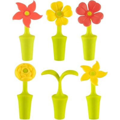 Bouchons Pour Bouteilles De Vin - Capsules En Silicone - Diamètre 1,6 Cm - Remplacement Pour Bouchons En Liège - Lot De 6 Jolis Motifs Floraux Colorés-aquaforge - Publicité Bouchons Pour Bouteilles De Vin - Capsules En Silicone - Diamètre 1,6 Cm - Remplacement Pour Bouchons En Liège - Lot De 6 Jolis Motifs Floraux Colorés-aquaforge - Publicité
