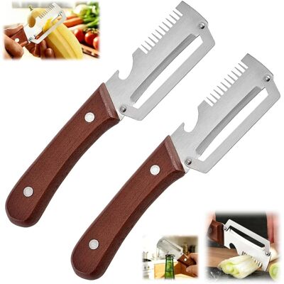 OEM Économe Multifonction 3-en-1 (lot De 2) – Éplucheur Légumes/fruits Avec Manche En Bois, Décapsuleur & Râpe – Pour Pommes De Terre, Ananas, Canne À Sucre, Citrouille - Publicité OEM Économe Multifonction 3-en-1 (lot De 2) – Éplucheur Légumes/fruits Avec Manche En Bois, Décapsuleur & Râpe – Pour Pommes De Terre, Ananas, Canne À Sucre, Citrouille - Publicité