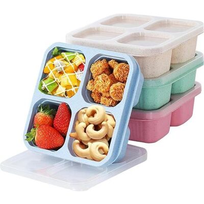 SANS MARQUE 4 Pcs Boite Collation Repas Avec Couvercle Transparent & 4 Compartiments, Conteneurs Collations Empilable Réutilisable, Lunch Bento Snack Box Pour Enfants Adultes, Boîtes Goûter École Travail Voyages - Publicité SANS MARQUE 4 Pcs Boite Collation Repas Avec Couvercle Transparent & 4 Compartiments, Conteneurs Collations Empilable Réutilisable, Lunch Bento Snack Box Pour Enfants Adultes, Boîtes Goûter École Travail Voyages - Publicité