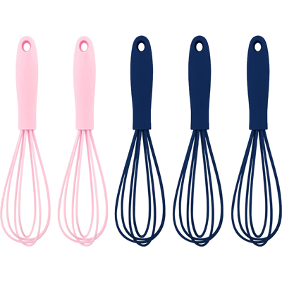 HERUSI Lot De 5 Fouets À Œufs En Acier Inoxydable Et Silicone De 15 Cm (6 Pouces) - 2 Roses + 3 Bleu Foncé - Publicité HERUSI Lot De 5 Fouets À Œufs En Acier Inoxydable Et Silicone De 15 Cm (6 Pouces) - 2 Roses + 3 Bleu Foncé - Publicité