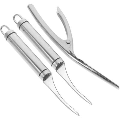 LISATR Lot De 3 Éplucheurs De Lignes À Crevettes En Acier Inoxydable, Outils Pratiques Pour Retirer Les Lignes À Crevettes-21.00x5.50x2.00cm - Publicité LISATR Lot De 3 Éplucheurs De Lignes À Crevettes En Acier Inoxydable, Outils Pratiques Pour Retirer Les Lignes À Crevettes-21.00x5.50x2.00cm - Publicité