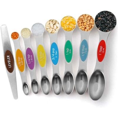 Cellfast Cuillères Doseuses En Acier Inoxydable, Lot De 8 Cuillères Mesures Pour Mesurer Sec Et Ingrédients Liquides - Publicité Cellfast Cuillères Doseuses En Acier Inoxydable, Lot De 8 Cuillères Mesures Pour Mesurer Sec Et Ingrédients Liquides - Publicité