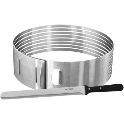 GRASSLIN Ensemble 2 Pièces Ustensile De Pâtisserie, Couteau Professionnel 30 Cm, Cercle De Découpe Réglable, Pour Gâteau Multicouche - Publicité GRASSLIN Ensemble 2 Pièces Ustensile De Pâtisserie, Couteau Professionnel 30 Cm, Cercle De Découpe Réglable, Pour Gâteau Multicouche - Publicité