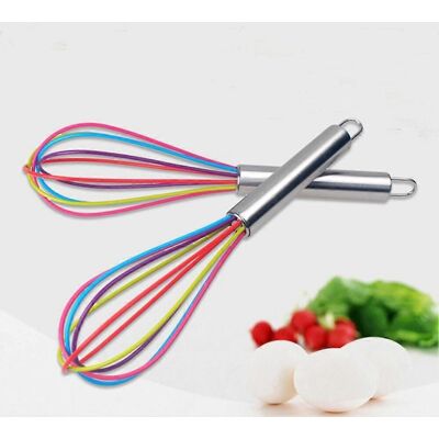 KOWOLL Fouet À Œufs À Manche En Acier Inoxydable, Batteur De Cuisine En Silicone, Fouet À Œufs En Fil De Fer Pour Ballons - Publicité KOWOLL Fouet À Œufs À Manche En Acier Inoxydable, Batteur De Cuisine En Silicone, Fouet À Œufs En Fil De Fer Pour Ballons - Publicité