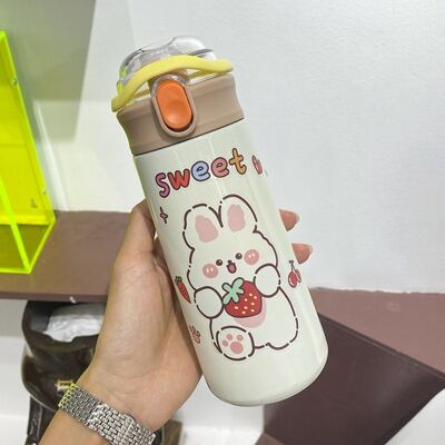 Cellfast Gourde Bouteille D'Eau Thermos Portable Avec Paille Pour Enfant, Tasse Thermique En Acier Inoxydable,beige 480ml - Publicité Cellfast Gourde Bouteille D'Eau Thermos Portable Avec Paille Pour Enfant, Tasse Thermique En Acier Inoxydable,beige 480ml - Publicité