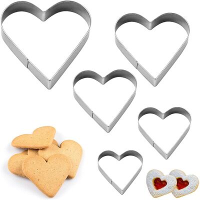 GRASSLIN 5 Pièces Emporte-pièces Cœur, Acier Inoxydable, Bords Polys, Pâtisserie, Biscuits, Gâteaux, Loisirs Créatifs - Publicité GRASSLIN 5 Pièces Emporte-pièces Cœur, Acier Inoxydable, Bords Polys, Pâtisserie, Biscuits, Gâteaux, Loisirs Créatifs - Publicité