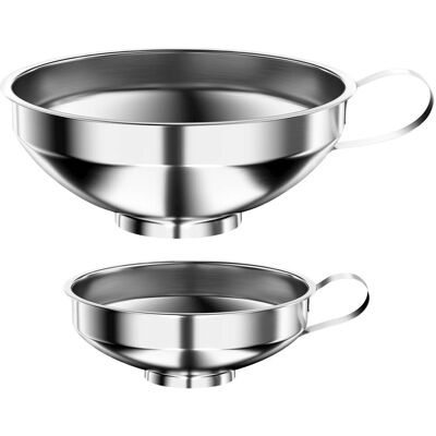 ALVIOR Entonnoir - Acier Inoxydable - Grande Ouverture - Pour Confitures Huiles Poudres Légumineuses - 2 Pièces - Publicité ALVIOR Entonnoir - Acier Inoxydable - Grande Ouverture - Pour Confitures Huiles Poudres Légumineuses - 2 Pièces - Publicité