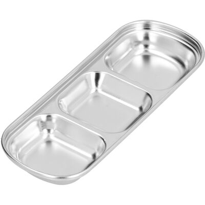 MCKENSA Plat À Assaisonnement En Acier Inoxydable Épais Pour Sauces Fondues, Compartimenté, Pour Collations, 3 Compartiments - Publicité MCKENSA Plat À Assaisonnement En Acier Inoxydable Épais Pour Sauces Fondues, Compartimenté, Pour Collations, 3 Compartiments - Publicité
