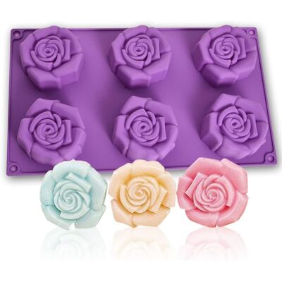 GRASSLIN Moule À Gâteau En Silicone 6 Cavités Forme De Rainure Fleur Rose - Antiadhésif Moules Spécifique Cuisine Pour Pâtisserie, Savons, Dessert, Décoration À 03 - Publicité GRASSLIN Moule À Gâteau En Silicone 6 Cavités Forme De Rainure Fleur Rose - Antiadhésif Moules Spécifique Cuisine Pour Pâtisserie, Savons, Dessert, Décoration À 03 - Publicité