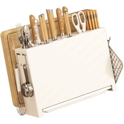 MCKENSA Porte-couteaux De Cuisine Avec Égouttoir Intégré Pour Baguettes Et Planche À Découper, Organisateur Blanc - Publicité MCKENSA Porte-couteaux De Cuisine Avec Égouttoir Intégré Pour Baguettes Et Planche À Découper, Organisateur Blanc - Publicité